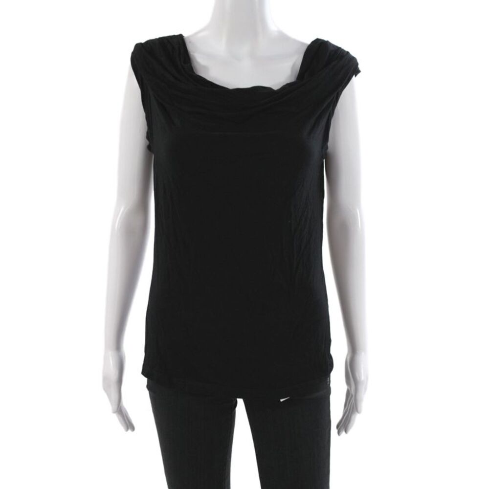 Velvet Womens Basic Tank Black Cowl Neck Sleeveless Rayon Size S